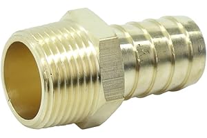 HongBoW Hardware 2 Pcs Brass Hose Fitting,Connector,Hose Barbed Adapter 3/4" Barb x 3/4 NPT Male Pipe(Thread O.D: 1.04")