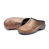 backdoorshoes Waterproof Premium Garden Clogs with Arch Support-Brogue Design (11) Brown