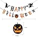Halloween Party Balloons Decorations Kit - Happy Halloween Banner and 30 pcs 12 Inches Pumpkin Ghost Bat Specter Spider Web Latex Balloons for Halloween Party Supplies
