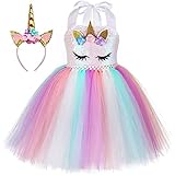 Unicorn Costume for Girls Dress Up Clothes for Little Girls Rainbow Unicorn Tutu with Headband Birthday Gift