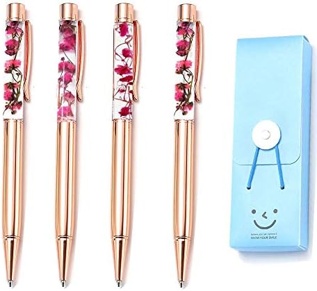 Ballpoint Pens,Rose Gold Metal Pen Refills Bling Glitter Sand glass Advertisement Pen Black Ink for Office Supplies