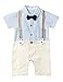 HeMarIsle HMD Baby Boy Gentleman White Shirt Bowtie Tuxedo Onesie Jumpsuit Overall Romper（0-18M） … (Blue, 70(3-6 Month))
