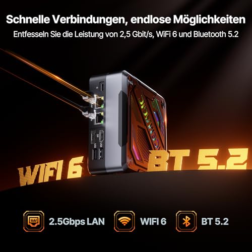 ACEMAGIC Warlord AM18 Mini Gaming PC: Ryzen 7 8845HS (5.1GHz), 32GB DDR5, 1TB SSD, Radeon 780M, Wi-Fi 6, BT5.2, 8K, RGB AI Cyberpunk