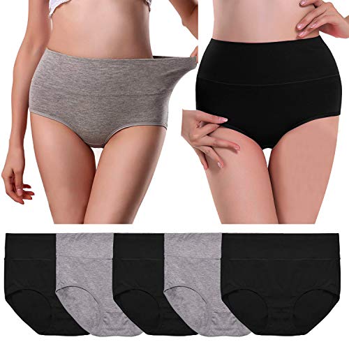 UMMISS Womens Briefs, 5 Pack Cotton Tummy Control Breathable Panties