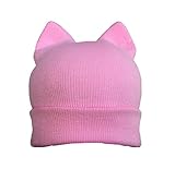 Cat Hat Hot Pink Black For Men Women's March US Handmade Winter Hat (Pink)