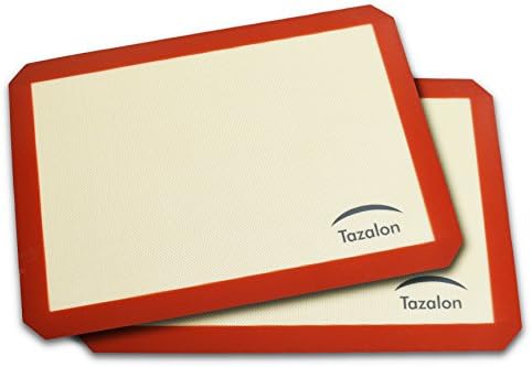 Tazalon Silicone Non-Stick Baking Mat Set of 2 Eco-Friendly 16.5โx11.75โ Reusable Baking Sheet Liners Anti-Slip Cookware Professional Bakeware for Quality Food Preparation Kitchen Accessories