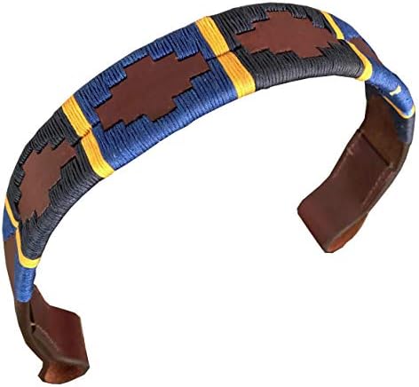 CARLOS DIAZ Designer Genuine Leather Waxed Embroidered Polo Horse Bridle Browband (Full (Horse) 16 inches)