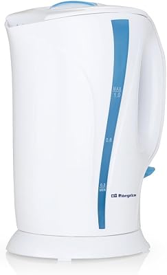 KT 5002, hervidor agua eléctrico, 750-900 W, 1 litro de capacidad, libre de BPA, jarra extraíble, filtro en la tapa, protección contra sobrecalentamiento, resistencia sumergida, color blanco