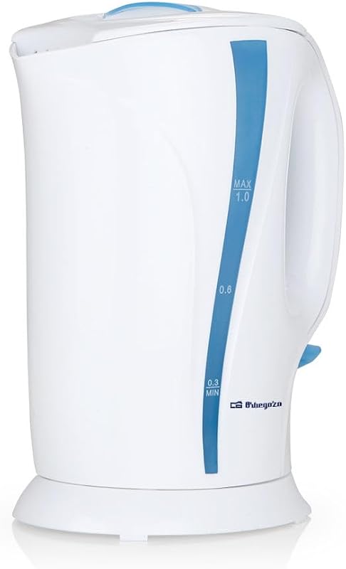 KT 5002, hervidor agua eléctrico, 750-900 W, 1 litro de capacidad, libre de BPA, jarra extraíble, filtro en la tapa, protección contra sobrecalentamiento, resistencia sumergida, color blanco