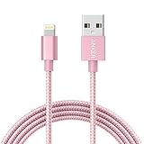 Anker 6ft Nylon Braided USB Cable with Lightning Connector [Apple MFi Certified] for iPhone 7 / 7 Plus / 6s / 6s Plus / 6 / 6 Plus, iPad Pro Air 2 and More (Rose Gold)
