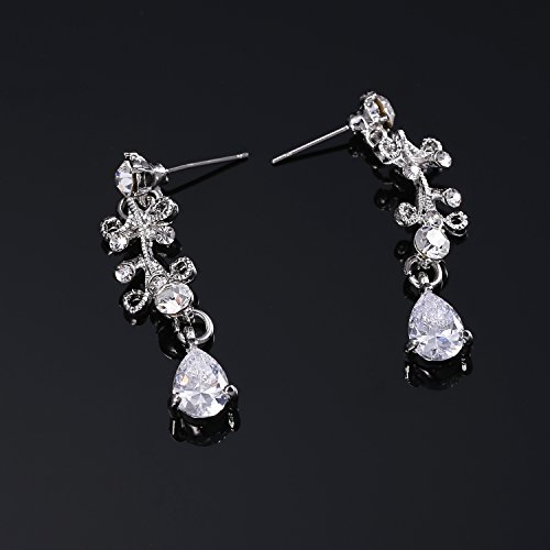 LILIE&WHITE Clear Crystal and Cubic Zircon Necklace and Earrings Jewelry Set For Women Wedding - Thumbnail 4