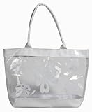 Women Transparent Hibiscus / Flower Printed Casual Shoulder Tote Beach Bag