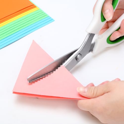 Pinking Shears for Fabric 9", Professional Zig Zag Scissors, Hardened Stainless Steel Craft Scissors for Sewing Fabrics Leather Craft Paper