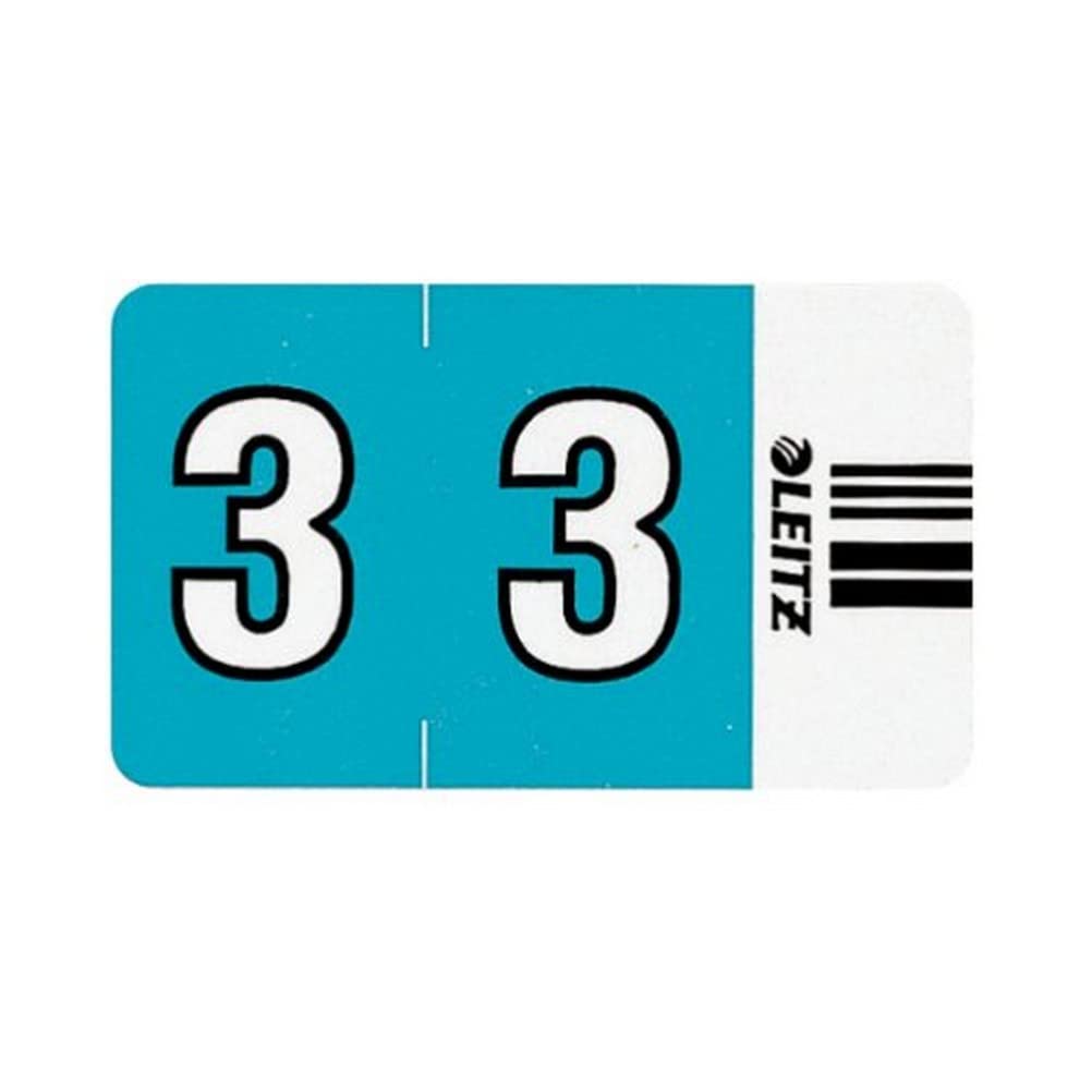 Leitz Orgacolor 66030000 Number Sign Card "3" Pack of 100 Blue