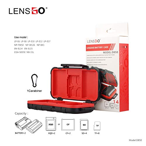 Camera Battery Case Holder and Memory SD TF CF Card Case Storage Box Waterproof Camera Battery Holder for LP-E6 /LP-E8 /LP-E10 /LP-E12 /LP-E17 /NP-FW50 /NP-W126 /NP-BX1 /EN-EL14 /EN-EL15 /NB-11L