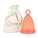 Peachlife Silicone Ring Menstrual Cup with Loop Pull Stem for Easy Removal - Reusable 12 Hour Tampon Alternative - Medium Size, Soft Peachcup
