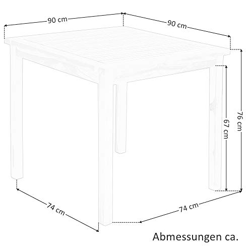 Gartentisch Beistelltisch XL aus massivem Teak Holz - 90 x 90 cm, großer, Quadratischer Holztisch, wetterfest für Garten… – Bild 6