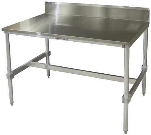 PVIFS AIFT303424-STBS Stainless Steel Top I-Frame Work Table with 6" Back Splash, 24" Length x 30" Width x 34" Height
