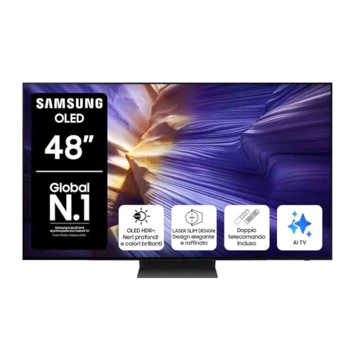 Samsung OLED 4K Vision AI Smart TV 48'' QE48S94FAEXZT, NQ4 AI Gen3 Processor, 4K AI Upscaling Pro, Motion Xcelerator 144Hz, Dolby Atmos & OTS Lite, LaserSlim Design, 2025