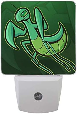 2 Pack 0.5w Plugin LED Night Lights Lamp with Dusk to Dawn Sensor for Bedroom Bathroom Hallway Kitchen Stairs for Kids Nursery (Praying Mantis)