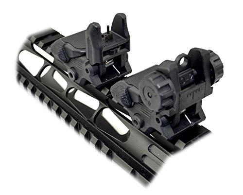 Sniper Tactical Folding BACKUP Iron Sight Tower Set; Front and Rear BUIS Combo Set; Polymer; Black - Thumbnail 5