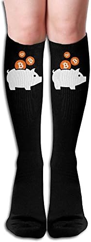 Woman's Piggy Bitcoin Fashion Sock Length: 50 Cm