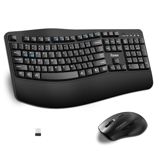Photo 1 of *MISSING PARTS*
Wireless Keyboard and Mouse Combo, Full Size Wave Keys Ergonomic 2.4G Keyboard with Wrist Rest for Natural Typing, 3 DPI Adjustable Ergonomic Silent Mouse for Computer/Laptop/Windows/Mac (Black)