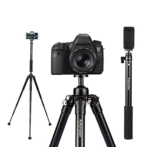 Professional Camera Tripod, Moreslan Adjustable Camera Monopod Bluetooth Selfie Stick Tripod Adjustable up to 154cm with Remote Control for Cell Phones, Digital Cameras, SLR - Thumbnail 7