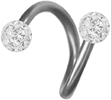Clear 3mm Ferido Cartilage Earring Spiral Barbell 18g-16g Steel Barbell-Helix Lip-Ring-Nipple-Tragus Hoop