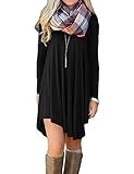 MOLERANI Women's Solid Long Sleeve Casual Loose T-Shirt Dress (XL, Black)