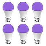 Onforu UV LED Black Lights Bulb, 7W A19 E26 Bulb, UVA Level 385-400nm, Glow in The Dark for Blacklights Party, Body Paint, Fluorescent Poster, Neon Glow (6 Pack)