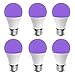 Onforu UV LED Black Lights Bulb, 7W A19 E26 Bulb, UVA Level 385-400nm, Glow in The Dark for Blacklights Party, Body Paint, Fluorescent Poster, Neon Glow (6 Pack)