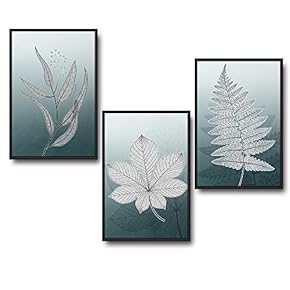 3 Piece Framed Canvas Wall Art for Living Room, Bedroom Leaf Theme Canvas Prints for Home Decoration Ready to Hang - 16"x24"x3 Panels