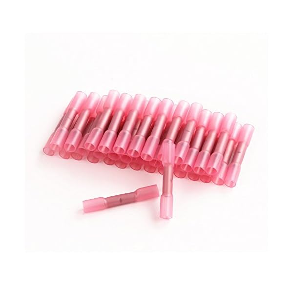 Fotag-100pcs-Insulated-Heat-Shrink-Wire-Crimp-Butt-Terminal-Connectors-Electrical-Waterproof-Marine-Automotive-Grade-Set-Connector-With-Case-22-18AWG-Red