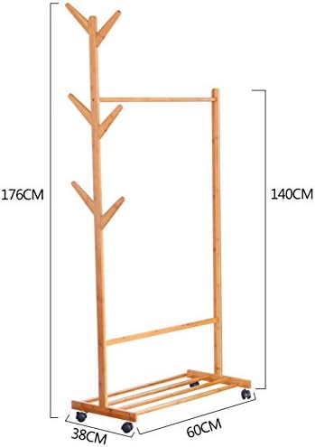 Tree racks and coat racks, Living room hangers, Bamboo floor clothes racks bedroom mobile storage rack-A