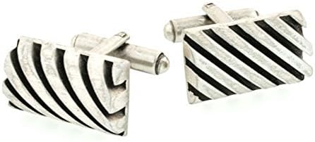 JJ Weston Oxidized Diagonal Design Cufflinks. Made in the USA.