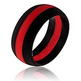Fit Ring Thin Line Men's Silicone Wedding Ring Powered by Arthletic Red Line/Blue Line (Red Line, 8)