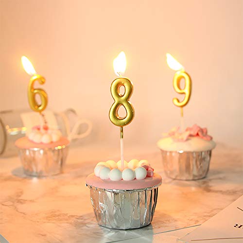 ZZPRO 10 PCS Cake Numeral Candles, Birthday Numeral Candles, Number 0-9 Glitter Cake Topper Decoration for Birthday Favor,Party Celebration