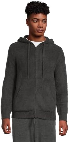 Barefoot Dreams CozyChic Men's Zip Up Hoodie, Long Sleeve, Knit