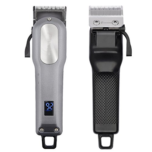 Pro Hair Clipper Set Cordless,BESTBOMG Electric Trimmer Grooming Kit Rechargeable LED Display Stainless Steel Blade for Men Father Gifts with 4 Replaceable Combs and Cleaning Brush