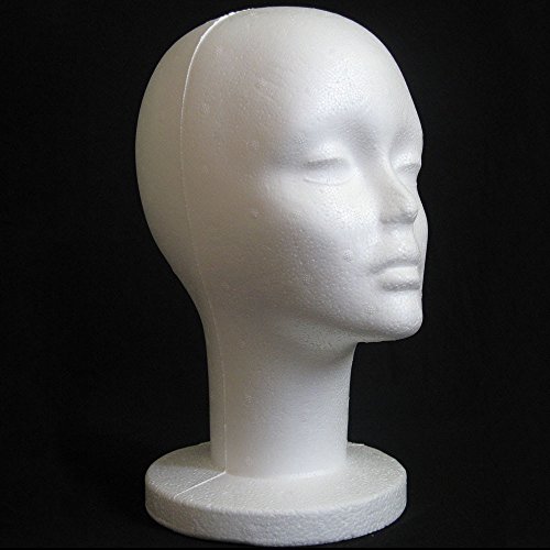 Female Styrofoam Wig Head Mannequins Manikin, Style, Model & Display Women's Wigs, Hats & Hairpieces Stand (Height: about 31cm/12.2in) - Thumbnail 3