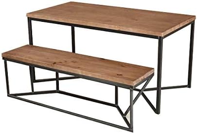 CosyWood Solid Industrial Dining Table - Black steel - Brown