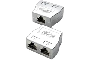 BOXUWFO RJ45 Splitter 1 to 2 Ethernet Adapter Internet Network Cable Extender RJ45 Connector Coupler(1 Pair)