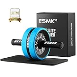 ESMK Ab Carver Pro Roller for Core Workouts Ab Wheel Fitness Equipment Ab Roller Wheel with Knee Pad - Blue