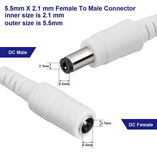 Anlink Power Extension Cable,DC 12V Power Adapter Extension Cord, 10M 33ft 2.1mm x 5.5mm, Compatible with 12V DC Adapter Power Supply or Wall Charger for CCTV Security Camera IP Camera(White)