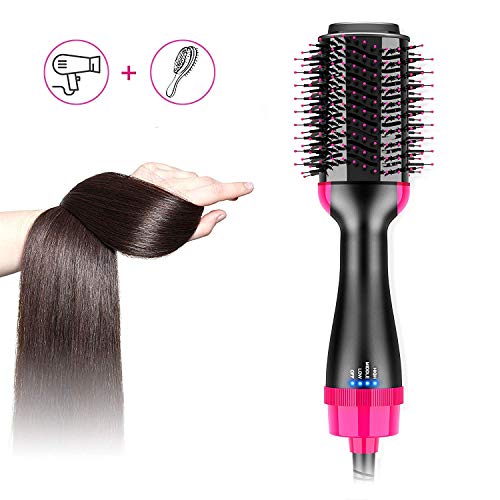 ElekBest Hot Air Hair Brush, 3 IN 1 Electric Hair Dryer Brush with Negative Ion Straightener Curler Drying Styler Blower Brush for All Hair Types