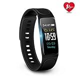 MLVOC TP Fitness Tracker, Activity Tracker Watch with Heart Rate Monitor, Sleep Monitor, Step Counter, Message Notification IP67 Waterproof Pedometers Wristband for Android and IOS Phones (Black)