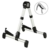 Guitar Stand Universal Folding A-Frame use for Acoustic, Electric, Bass Guitars. Ultimate Lightweight Portable Holder for On Stage, Ultra Stable Musical Instruments Stands for Professional Guitarists
