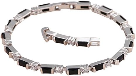 Rare Black Onyx Charm Bracelets For Women Aaa Zirconia Black Crytal Silver Filled Fashion Jewelry Tbs777A