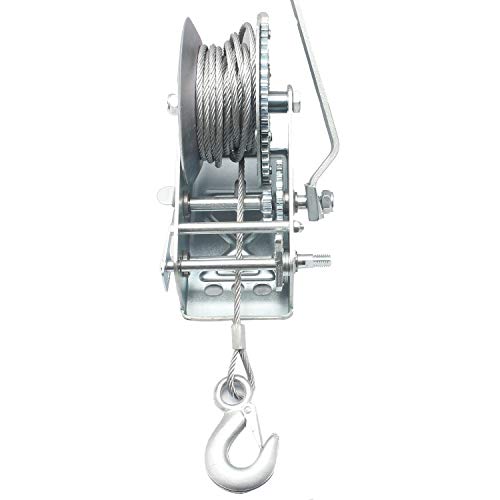 Lasamot 3500lbs Dual Gear Hand Winch Hand Crank Manual Boat ATV RV Trailer 33ft Cable - Image 7